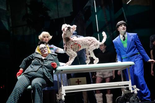 Ankündigungsfoto »Hundeherz«; zu sehen sind Bettina Stucky, Sandra Gerling, Maximilian David Scheidt