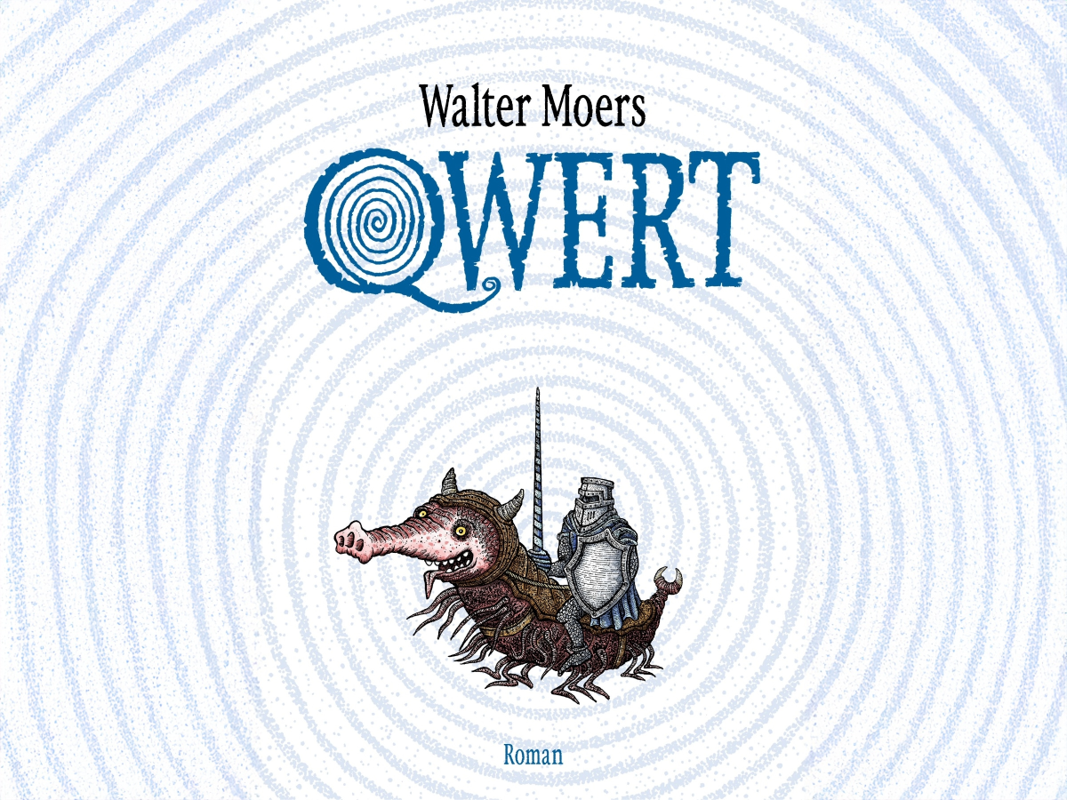 Der Hintergund ist weiß, darauf hellblaue Kreise, die sich nach außen hin vergrößern. Darauf der Schriftzug "Walter Moers - Qwert - 